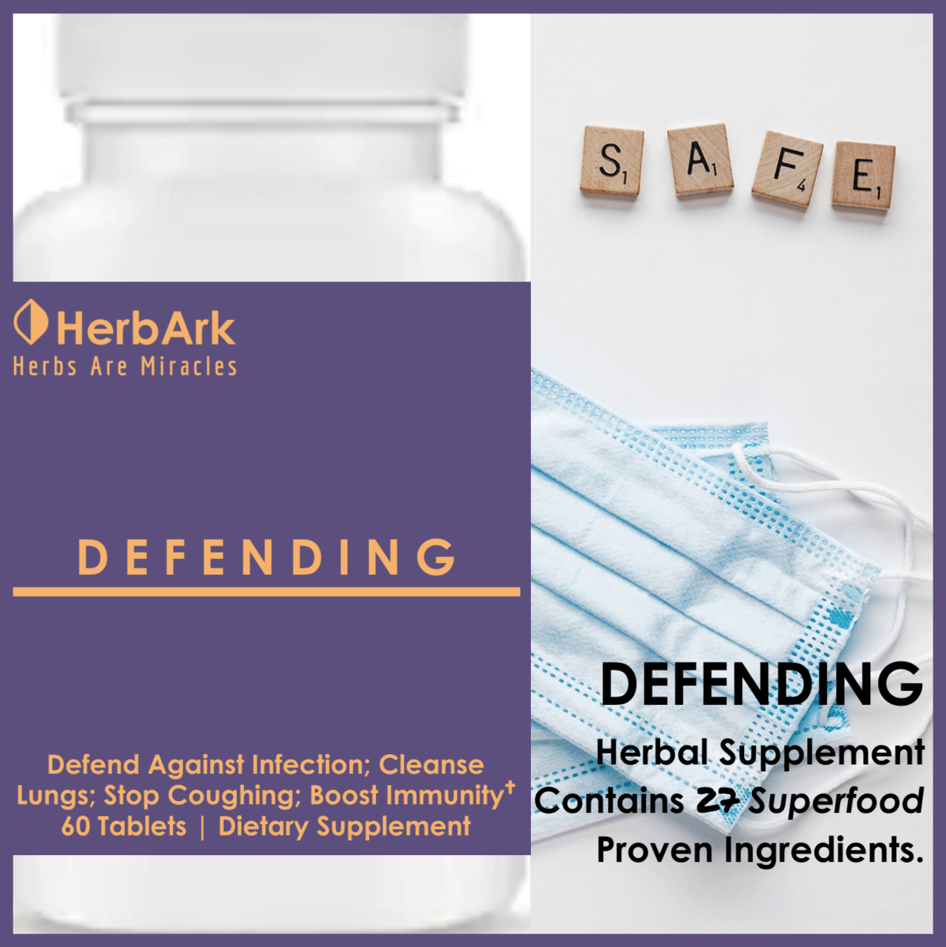 DEFENDING Herbal Supplement | Defend Against Infection; Boost Immunity; Cleanse Lungs; Stop Coughing, Running Nose